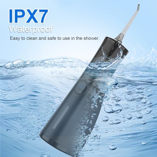 Water Dental Flosser Electric Oral Irrigator 300ML Large Tank 5 Replaceable Jet Tips IPX7 Waterproof Teeth Cleaner Flossing Cleaning Picks for Home and Travel