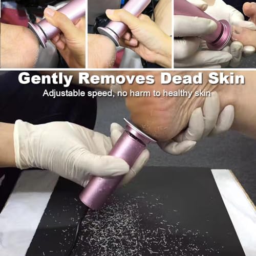 Electric Callus Remover for Feet Adjustable Speed, Powerful Foot Scrubber Electric Foot Callus Remover Heel File with 60PCS Sanding Discs Pedicure Tools for Feet Dead Skin Foot Grinder, Pink