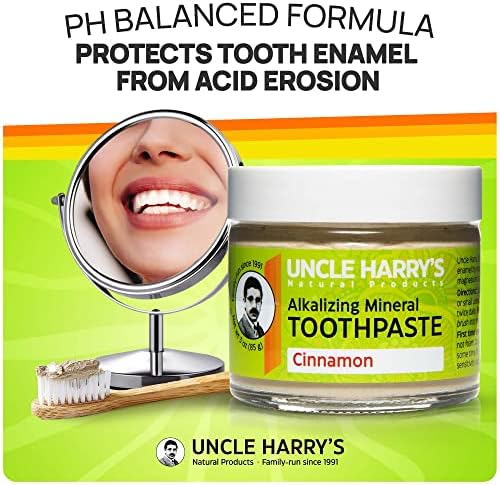 Uncle Harry's Cinnamon Remineralizing Toothpaste | Natural Whitening Toothpaste Freshens Breath & Promotes Enamel | Vegan Fluoride Free Paste (4 pack)