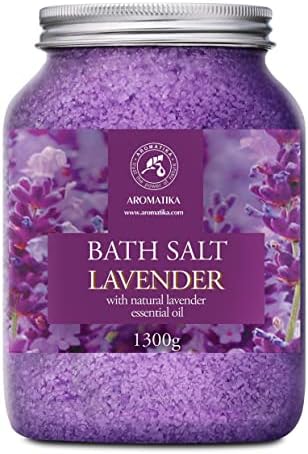 Sea Salt Lavender with Natural Lavender Essential Oil 46 Oz - Lavender Bath Salts - Lavanda Salt 1300g - Best for Good Sleep - Stress Relief - Beauty - Relaxing - Bathing - Body Care