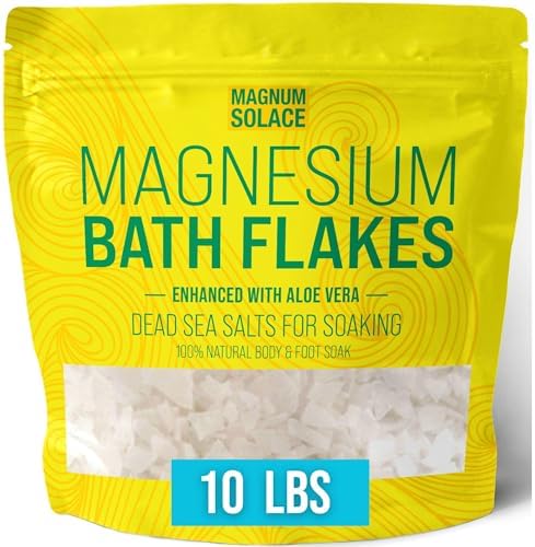 Magnesium Bath Flakes - Dead Sea Salt – Dead Sea Salts for Soaking – Magnesium Flakes for Bath - Enhanced with Aloe Vera (10 Pound)