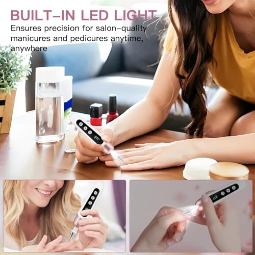 Electric Nail File Set, 9 in 1 Professional Manicure and Pedicure Kit, Cordless Nail Drill for Feet, LCD Display 10 Speeds Electric Nail Drill Machine, Hand Foot Care Tool