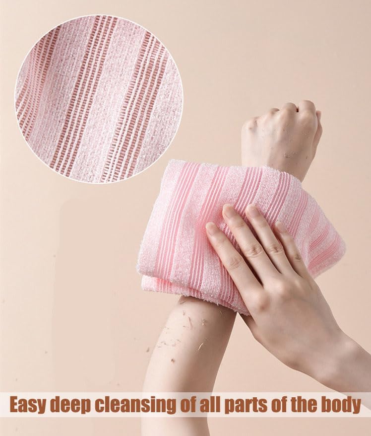 Exfoliating Shower Towel, Bath Cloth Exfoliating, Exfoliating Towel, Back Exfoliator Towel, Travel Friendly and Quick Drying, for Men and Women (4Pcs)