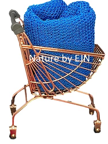 Net Bath Sponge, Customized N1 Weave, Long, NKN Naturals, Skin Exfoliation, African, Porous, Stretches to Approximately 49" (Sea Blue)
