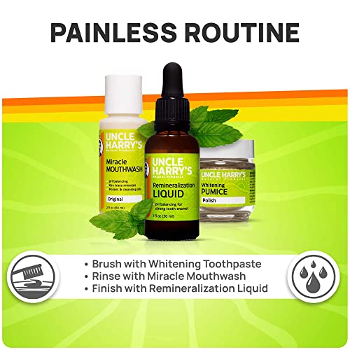 Uncle Harry's Natural Remineralization Kit with Tooth Whitening - 3 Products Strengthen Weak Enamel, Brighten Smile, & Correct Oral Care Issues (1 kit)