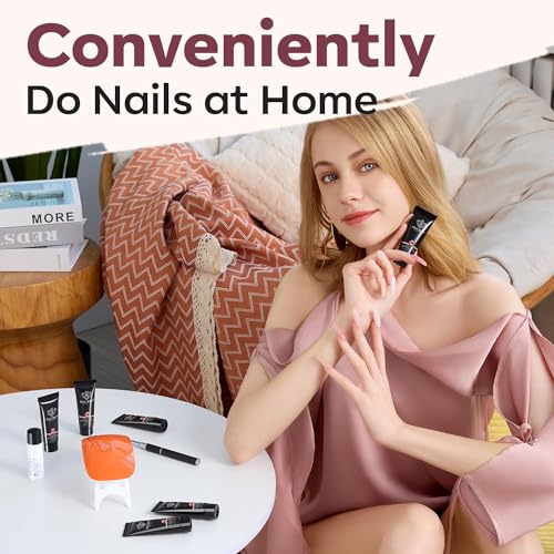 modelones Poly Gel Set 6 Colors Jelly Gel Milky White Sheer Pink Nude Translucent Nail Extension Kit DIY Art for Women
