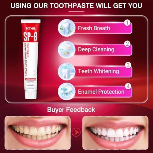 Upgraded SP-8 Probiotic Whitening Toothpaste, probiotic whitening Formula with 4 Kinds of probiotics, Mint Flavor freshens Breath, removes Plaque, Protects Tooth Enamel, Perfect for Family Oral Care