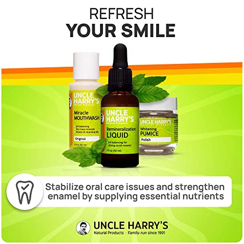 Uncle Harry's Natural Remineralization Kit with Tooth Whitening - 3 Products Strengthen Weak Enamel, Brighten Smile, & Correct Oral Care Issues (1 kit)