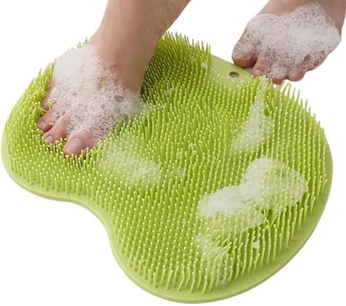 Silicone Shower Foot Scrubber Mat, 2025 New Silicone Foot Scrubber for Shower, Back Massage Pad with Suction Cups Non-Slip Exfoliating (Green,2)