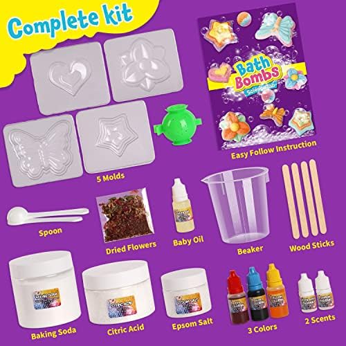 XXTOYS Bath Bombs Science Lab - Create 10 Baths Bombs, Bath Toys for Kids - Great Gifts for Girls Age 8-12, Crafts Kit for Girls, Spa Kit for Girl