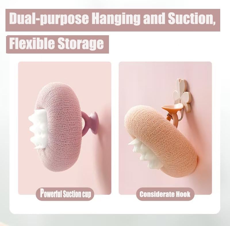 Super Soft Sunflower Suction Cup Bath Ball, 2025 Upgraded 2-in-1 Sunflower Ball Exfoliating Bath Sponge Cleaning Brush, Mesh Shower Body Sponge Accessories for Women, Men Shower (4 Color)