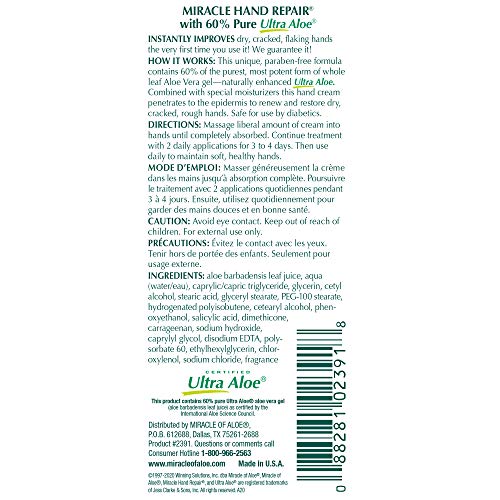 Miracle Foot Repair Cream, 8 oz + 1 oz Miracle Hand Repair, Healing Aloe Vera Lotions for Dry, Cracked Hands and Feet (8 oz Foot Cream + 1 oz Hand Cream)