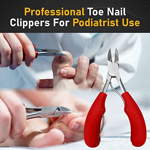Toenail Clippers for Seniors Thick Toenails- Heavy Duty Podiatrist Ingrown Toe Nail Cutter for Men, Professional & Adults - Easy Grip Handle Stainless Steel (Large, 8, Count)