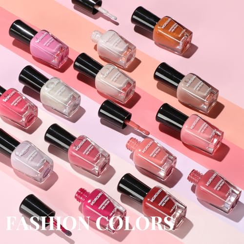 Morovan Fingernail Nail Polish Set: Hot Pink Nail Polish Kit Air Quick Dry Regular Finger Nail Polish Pack for Women Gift Holiday