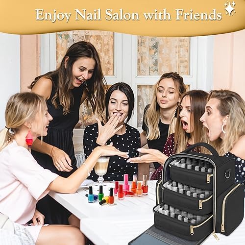 YOREPEK Nail Polish Organizer Holds Up to 72 Bottles (15ml-0.5 fl.oz) Nail Polish Carrying Case with 3 Removable Pouches and 4 Zippered Pockets for Manicure Tools, Supplies, Nail Lamp, Gift for Women