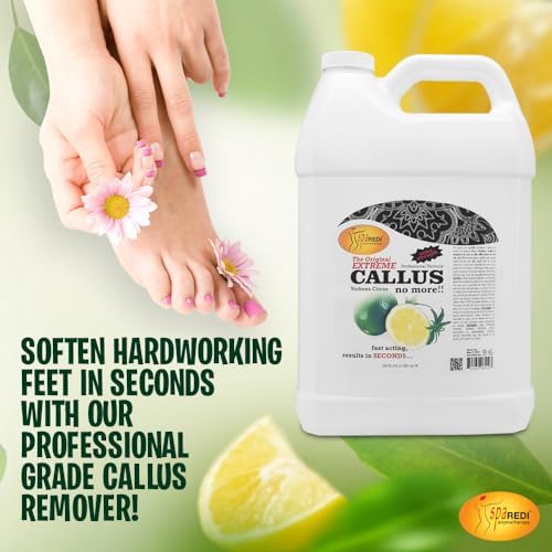 SPA REDI - Callus Remover for Feet Gel, Lemon and Lime, 128 Oz - Professional Pedicure Foot Care - Removes Toughest Calluses in Seconds and Smooths Dry Cracked Heels