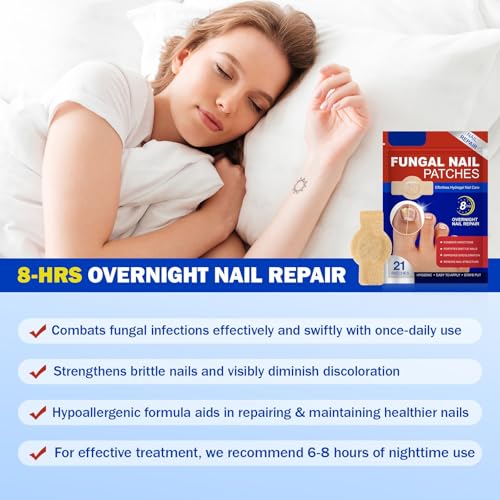 Toenail Fungus Treatment Extra Strength Nighttime Renewal Fungal Nail Patches - 21 Patch - Overnight Repair for Nail Fungus Damage, 8-Hour Treatment Restores Healthy Appearance (21 Count (Pack of 3))