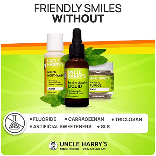 Uncle Harry's Natural Remineralization Kit with Tooth Whitening - 3 Products Strengthen Weak Enamel, Brighten Smile, & Correct Oral Care Issues (1 kit)