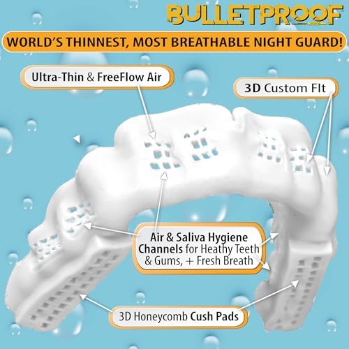 Night Guard BulletProof: World’s Thinnest Mouth Guard for Grinding Teeth at night. TMJ Bite Clenching Mouthguard for Sleeping. Women Men Nighttime Dental Bruxism Relief Nightguard for Sleep Adult Kids