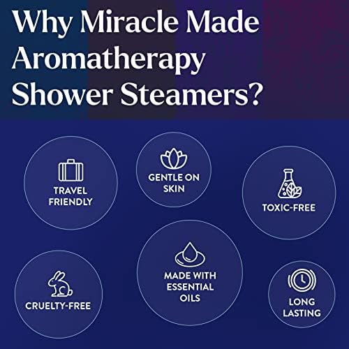 Miracle Made Lavender Aromatherapy Shower Steamers - 15 Tablets, Essential Oil Bombs for Relaxation, Nasal Congestion, and Daily Self-Care Shower Melts