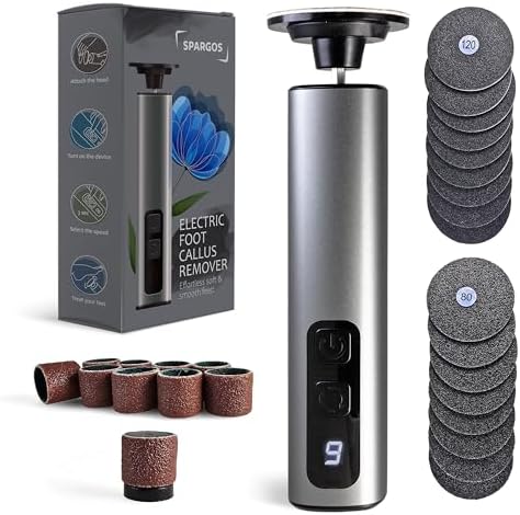 Electric Foot Callus Remover Rechargeable - Black Electric Foot Filer with 9 Speed Settings, Type-C Charging, and 60 Sanding Discs for Smooth Skin - Callus Remover for Feet