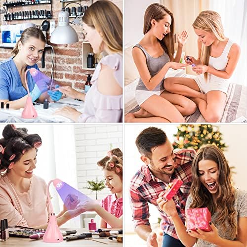 UV LED Nail Lamp, Portable Mini Nail Dryer, 360° Rotatable Hands Free Quick Gel Nail Light, Nail Polish Curing Lamp Flash Cure Light for Nails Great for DIY Home & Salon Manicure (Pink)