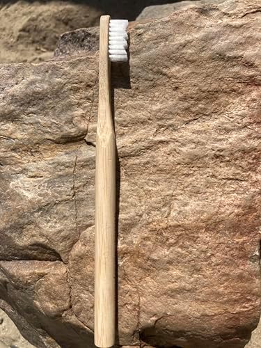 Natural Bristle Toothbrush [4-Pack], Ultra Soft Castor Bean Bristles, 100% Biodegradable, Plant Based Bristles and Bamboo Handle