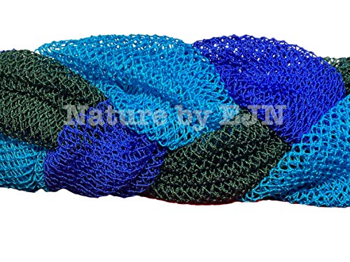 Net Bath Sponge, Customized N1 Weave, Long, NKN Naturals, Skin Exfoliation, African, Porous, Stretches to Approximately 49" (Sea Blue)