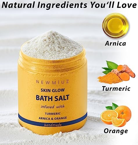 Natural Detox Bath Salt Soak Magnesium Epsom Salt Vitamin C Moisturize Skin Turmeric Orange Arnica Essential Oil Relaxation Stress Relief Gift Women