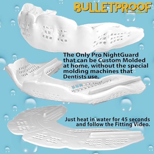 Night Guard BulletProof: World’s Thinnest Mouth Guard for Grinding Teeth at night. TMJ Bite Clenching Mouthguard for Sleeping. Women Men Nighttime Dental Bruxism Relief Nightguard for Sleep Adult Kids