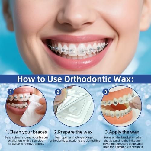RAZOKO Orthodontic Wax for Braces Wax Dots Gentle Comfort, Clear Invisible Fit, All Day Protection 48 Individual Hygienic Packaging Dental Wax