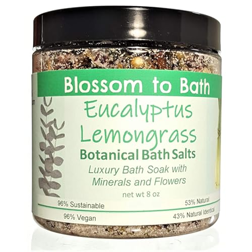 Eucalyptus Lemongrass Botanical Bath Salts (8 ounce) - Pure Essential Oil Fragrance - Adds Luxury And Minerals To The Bath with a Herbally Clean Natural Scent
