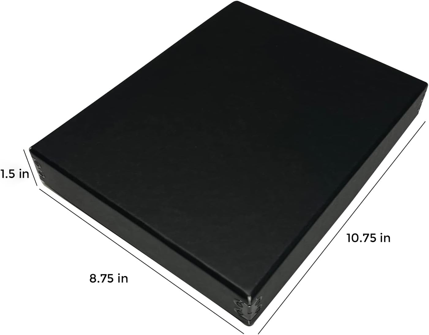 Lineco Museum Archival Storage Box, 8.75x10.75x1.5 in. Drop Front Design. Acid-Free with Metal Edge. Organize Photos, Pictures, Prints, Documents, Crafts, DIY. Black, 1 Pack