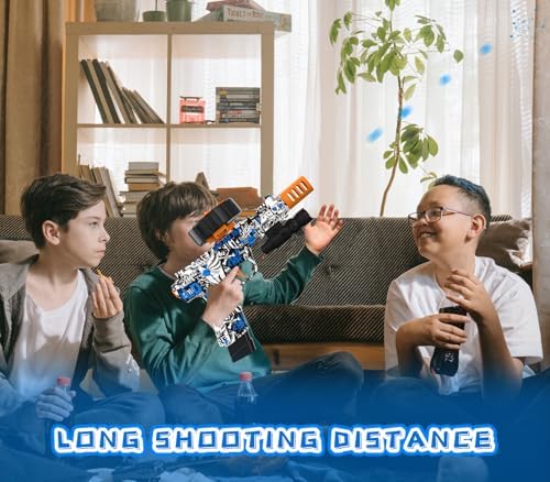 Electric Gel Ball Blaster, High Speed Automatic Splatter Ball Blaster with 60000+ and Goggles, JIFTOK Rechargeable Splatter Ball Toys for Outdoor Activities Shooting Game Party Favors-bl pstl