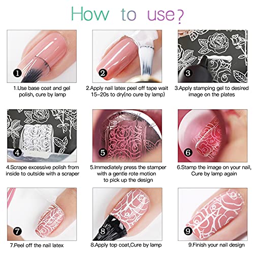 SEISSO Stamping Nail Polish Gels, 12 Colors Stamping Gels Black White Glitter Green/Silver/Golden for Nail Stamp Plate Stamper