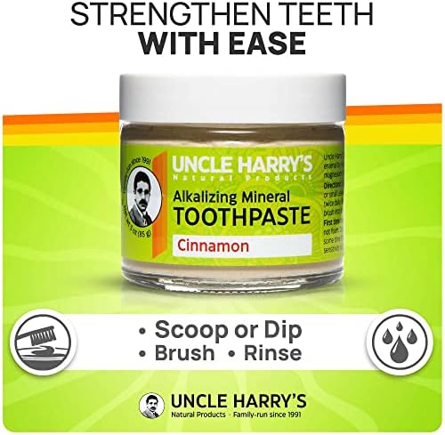 Uncle Harry's Cinnamon Remineralizing Toothpaste | Natural Whitening Toothpaste Freshens Breath & Promotes Enamel | Vegan Fluoride Free Paste (4 pack)
