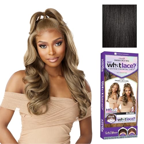 Sensationnel What Lace 13X6 Wigs - Glenna Lacefrontal Hand Tied Glueless Synthetic With Natural Density Preplucked Hairline (1B OFFBLACK)