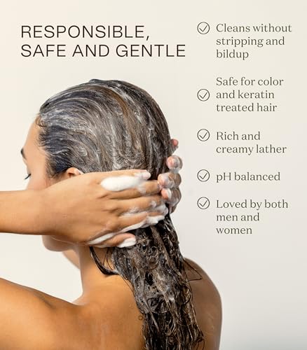 Non Toxic Vegan Shampoo with Organic Ingredients, Apple Cider Vinegar & Tea Tree Oil - Sulfate Free, Color Safe, Paraben Free, Gluten Free, Cruelty Free, pH Balanced