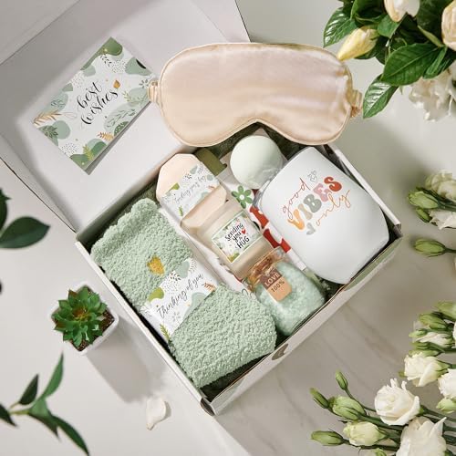 Self Care Gifts for Women Get Well Soon Gifts Basket,Relaxing Spa Basket Care Package with Tumbler and Blanket Thinking of You Gifts