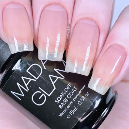 Madam Glam - Hema-Free Soak-off Base Coat Gel - 15ml 0.5 fl/oz - UV/LED DIY Gel Nail Application - Super Long-Lasting, Easy Removal, Salon Quality