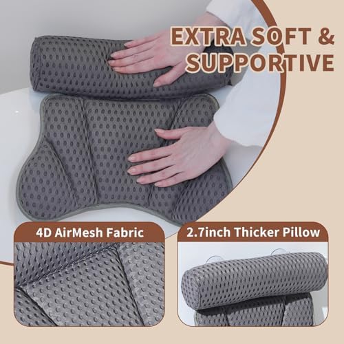Luxury Bathtub Pillow, Mesh Bath Pillow with Suction Cups Bath Pillow for Women Relaxing, Bath Pillows for Tub Neck and Back Support,Fits All Bathtub