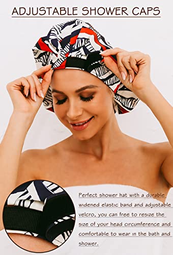 Womens Shower Cap for Long Hair Luxury Shower Cap For Dreadlocks, Braids, Curls, Locs, Curly Hair（Stripe）