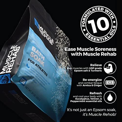 Epsom Salts with Arnica for Soaking for Pain-Magnesium Soak for Sports Recovery, Soak for Athletes with Essential Oils, and Turmeric - Hydrating Sore Muscle Bath Soak