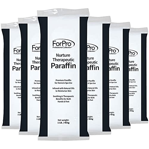 ForPro Professional Collection Nurture Paraffin Wax Refill, Fragrance Free, Six 1-Pound Paraffin Blocks, Non-Greasy, Moisturizing for Soft & Healthy Skin, Unscented, 6 Lbs