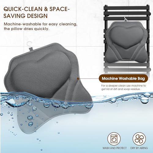 LuxStep Bath Pillow with Breathable Mesh Fabric - Bathtub Pillow for Head, Neck & Shoulder Support- 6 Non-Slip Suction Cups for Secure Fit - Fits Any Bathtub, Bath Accessories Spa Gifts
