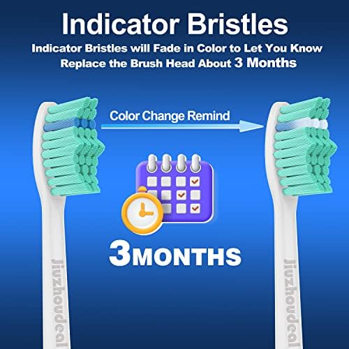 Toothbrush Replacement Heads for Philips Sonicare E-Series, Essence, Elite, Advance, CleanCare Screw-on Electric Toothbrush Heads HX7022/66, 6 Pack