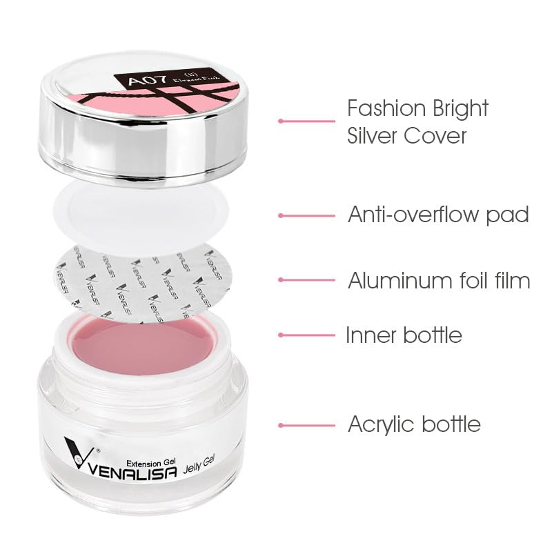 VENALISA Builder Nail Gel, 50ml Clear Hard Gel for Nails Extension Gel Nail Polish Jelly Strengthener Gel Polygel Nail Art Manicure