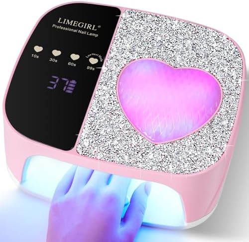 LimeGirl Cordless Nail Dryer for Gel Polish, UV LED Nail Lamp with Fast Curing UV Light & 4 Timer Settings, Portable Rechargeable Gel Lamp Nail Art Tool for Manicure Pedicure at Home & Salon (Pink)