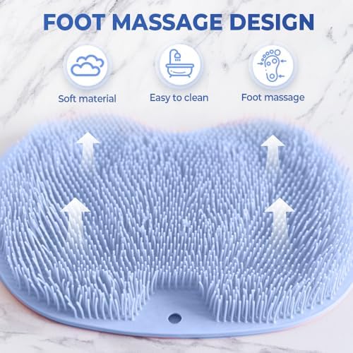 Shower Foot and Back Scrubber Mat,Body Scrubber,Wall Mounted Shower Foot Scrubber with Suction Cups,Exfoliating Silicone Massage Foot Cleaner for Shower (Dark Gray)