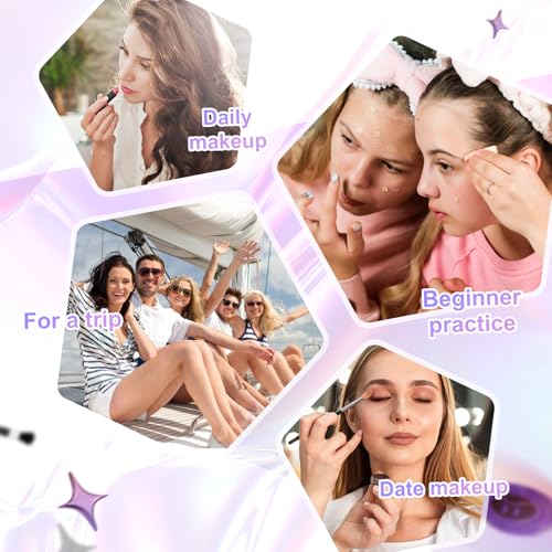 Color Nymph Travel Makeup Palette with Mulit-Colors Eyeshadows,Concealer, Body Glitter,Lip Glosses,Blush,Highlighter,Makeup Applicators And Mirror